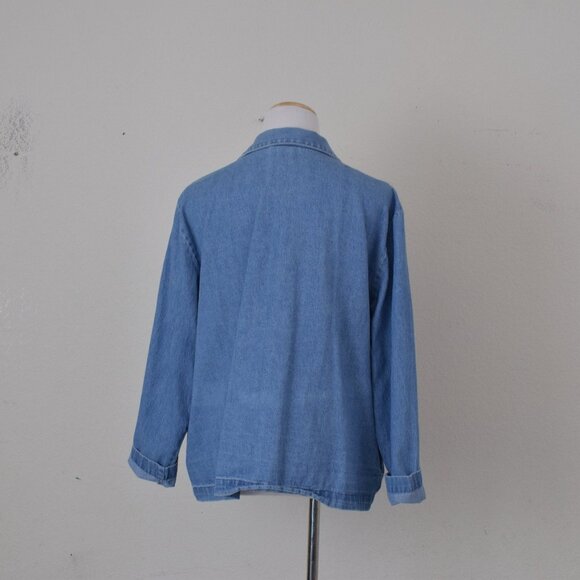 Vintage 80s  Embroidered‎ Blue Denim Shirt size 1X - Picture 3 of 10